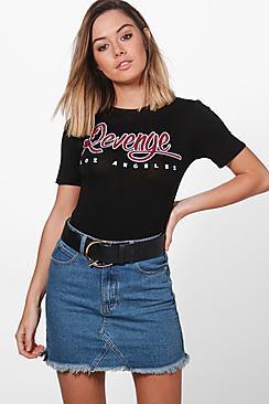 Boohoo Petite Kelly Raw Edge Denim Mini Skirt