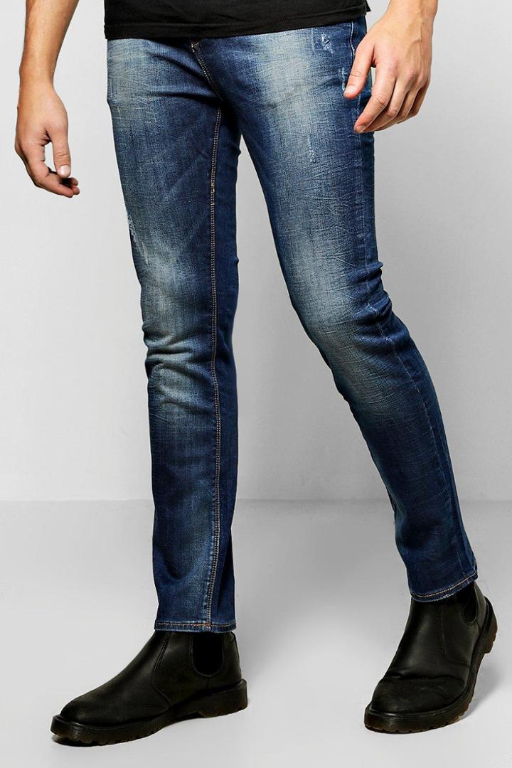 Boohoo Slim Fit Mid Wash Jeans Blue