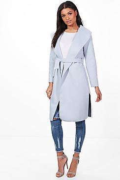 Boohoo Tamara Belted Shawl Collar Coat