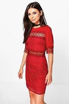Boohoo Boutique Alivia Lace Pannelled Fitted Dress