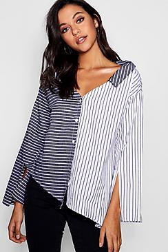 Boohoo Tall Stella Asymmetric Stripe Shirt