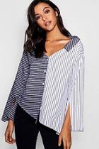 Boohoo Tall Stella Asymmetric Stripe Shirt