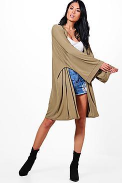 Boohoo Hannah Pleated Flare Sleeve Midi Kimono