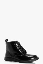 Boohoo Lauren Box Pu Chunky Lace Chelsea Boot Black