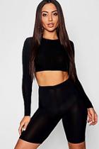 Boohoo Long Sleeve Basic Top + Cycle Short Co-ord