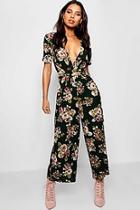 Boohoo Wynter Floral Front Culotte Jumpsuit