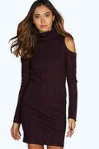 Boohoo Chelsea Oversized Cold Shoulder Bodycon Dress