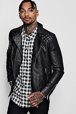 Boohoo Stitch Detail Faux Leather Biker Jacket