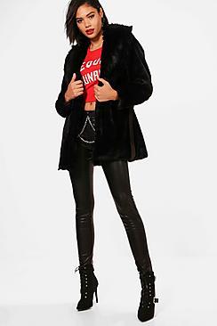 Boohoo Elizabeth Boutique Mix Faux Fur Belted Coat