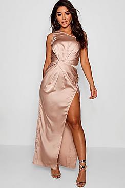 Boohoo Satin Twist Detail Maxi Dress