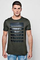 Boohoo Stripe Print T-shirt With Roll Sleeves