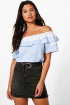 Boohoo Poppy Woven Off The Shoulder Top