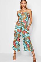 Boohoo Ella Safari Jungle Print Micro Ruffle Jumpsuit
