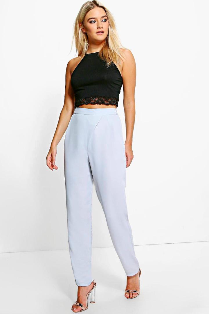 Boohoo Holly Satin Wrap Trouser Dove