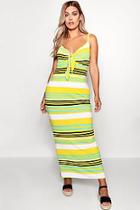 Boohoo Plus Fliss Tie Front Strap Back Maxi