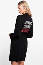 Boohoo Annie Christmas All I Want Slogan Tie Waist Robe