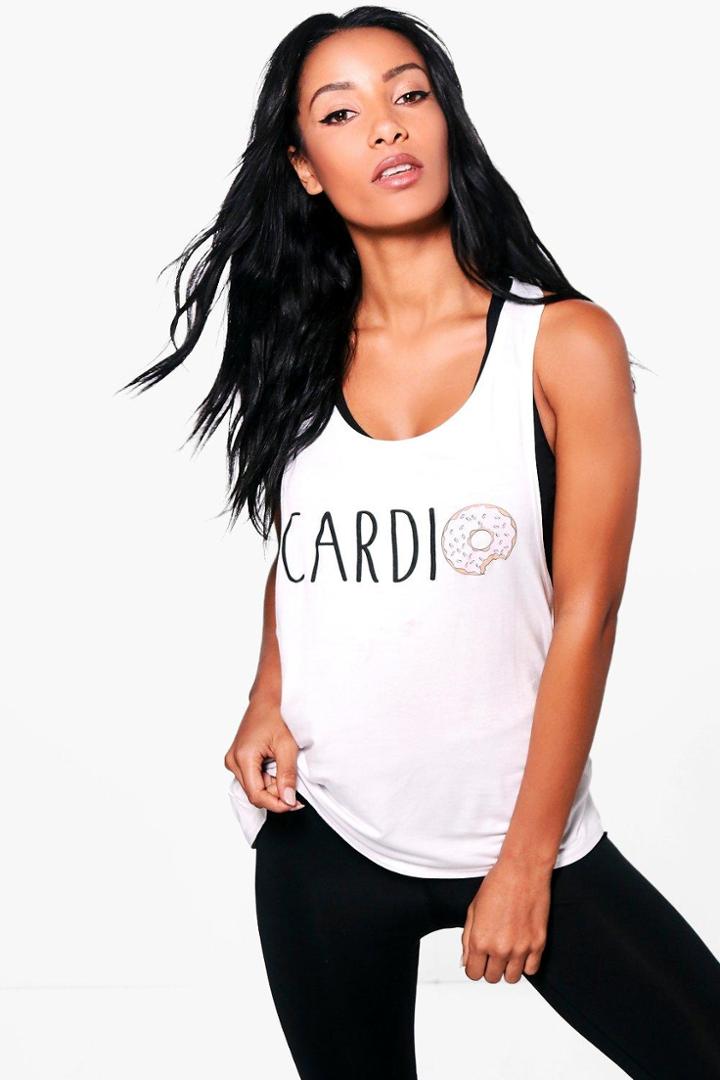 Boohoo Erin Cardio Running Tank Top White