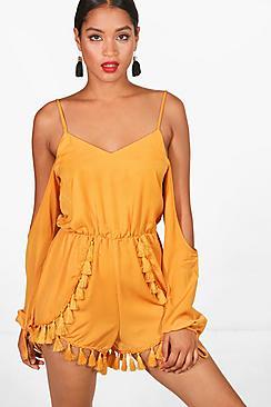 Boohoo Tassel Trim Playsuit