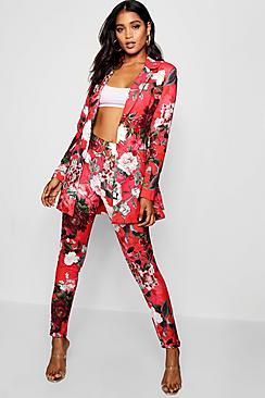 Boohoo Premium Longline Floral Blazer