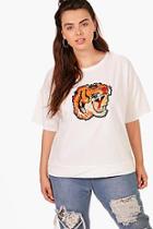 Boohoo Plus Karina Embroidered Tiger Sweat T-shirt