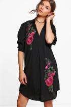 Boohoo Tall Mari Premium Embroidered Woven Dress Black