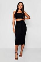 Boohoo Bandeau Tie Detail Midi Skirt Co-ord
