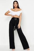 Boohoo Horn O Ring Ribbed Wide Leg Trousers