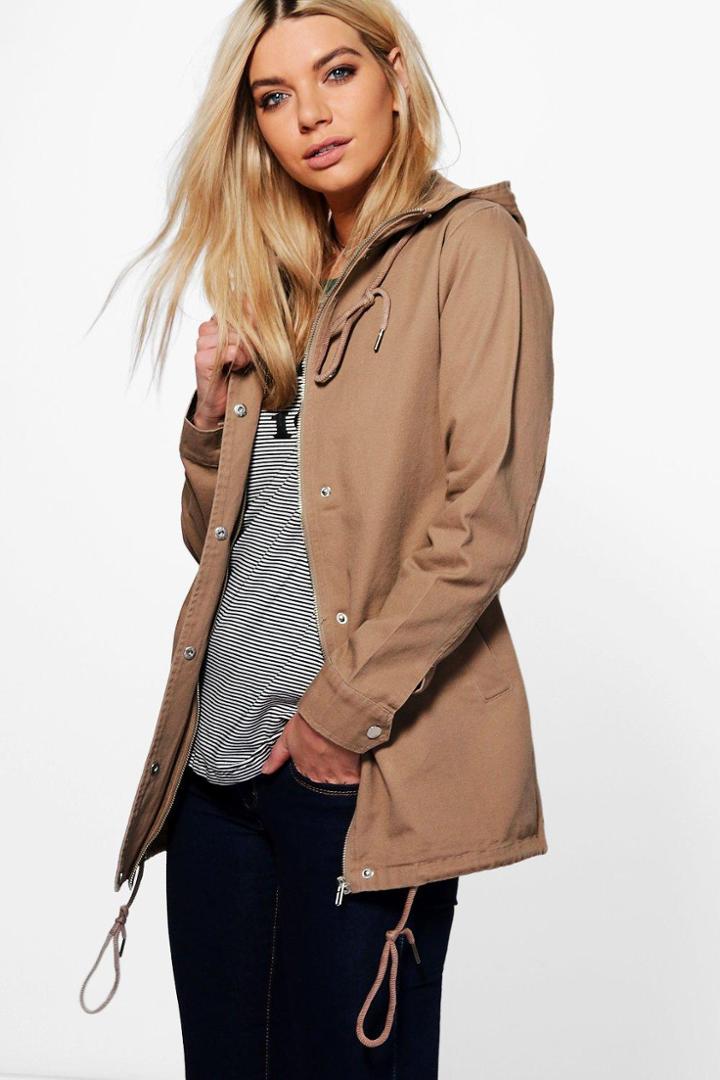 Boohoo Laila Festival Parka With Hood Camel