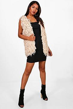 Boohoo Knitted Fringe Gilet