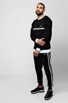 Boohoo Sweater Man Signature Tracksuit With Contrast Tape