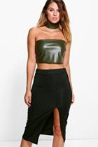 Boohoo Diana Pu Choker Bandeau Olive