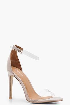 Boohoo Nadia Clear Strap Two Part Stiletto