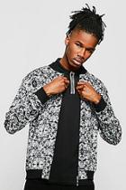 Boohoo Baroque Velour Print Bomber Jacket