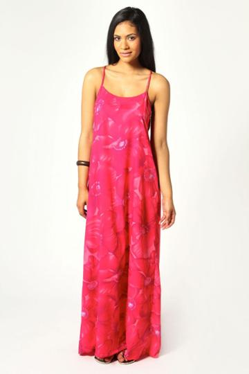 Boohoo Kelly Floral Strappy Maxi Dress - Pink