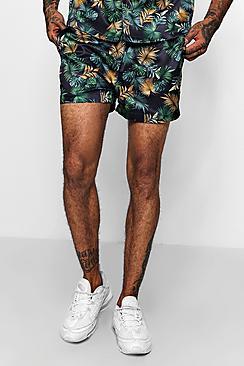 Boohoo Leaf Print Short Length Satin Short Co-ord