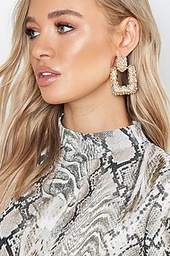 Boohoo Square Textured Oversized Earrings