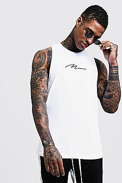 Boohoo Man Signature Print Racer Back Tank