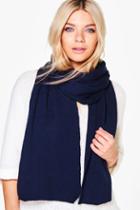 Boohoo Lucy Super Soft Extra Long Knit Scarf Navy
