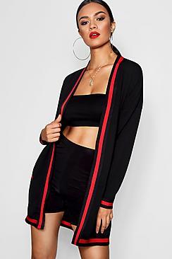 Boohoo Paige Rib Trim Kimono