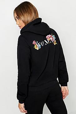 Boohoo Woman Floral Back Print Hoody