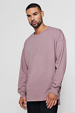 Boohoo Long Sleeve Oversized Split Hem T-shirt