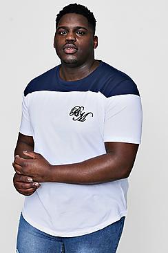 Boohoo Big And Tall Colour Block Man T-shirt With Curved Hem
