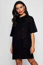 Boohoo Burn Out Stripe Oversized T Shirt Dress