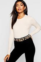 Boohoo Ribbed Crew Neck Slim Fit Top