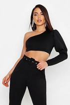 Boohoo Scuba Statement One Shoulder Crop