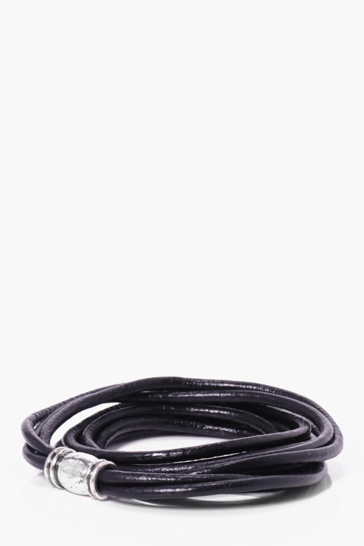 Boohoo Leather Wrap Bracelet Black