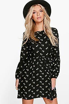 Boohoo Anabelle Bohemia Floral Printed Smock Dress