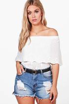 Boohoo Plus Lola Off The Shoulder Crochet Top