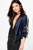 Boohoo Petite Lucie Satin Cut Away Collar Bomber Jacket