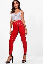 Boohoo Tie Waist Vinyl Legging